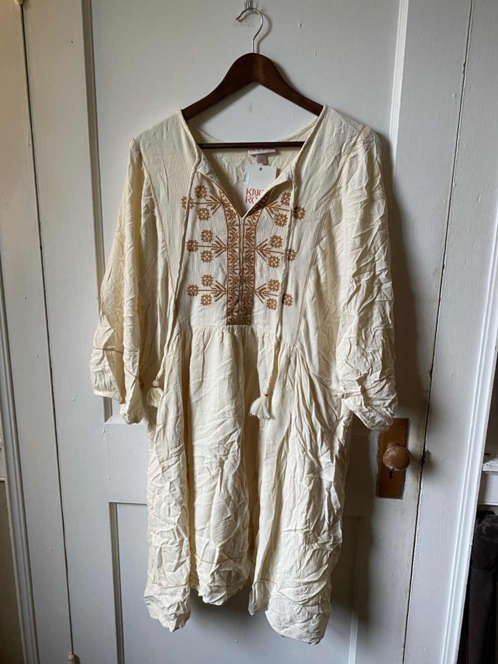 Knox Rose Cream Mini Dress with Tan Embroidery